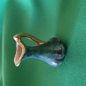 Miniature Vintage green base pitcher with gold accents